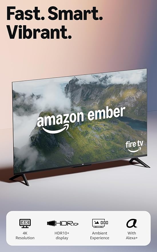 Amazon Ember 43" 4-Series with Fire TV (newest model), 4K Ultra HD smart TV with Alexa Remote, HDR10+, fast processor, Dolby Audio, Ambient Experience, free and live TV, find shows faster with Alexa+