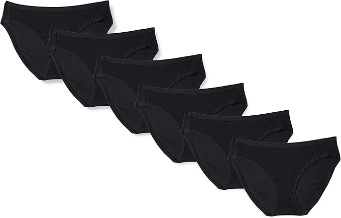 Amazon Essentials Women's Cotton Spandex Bikini Brief Underwear (Available in Plus Size), Pack of 6