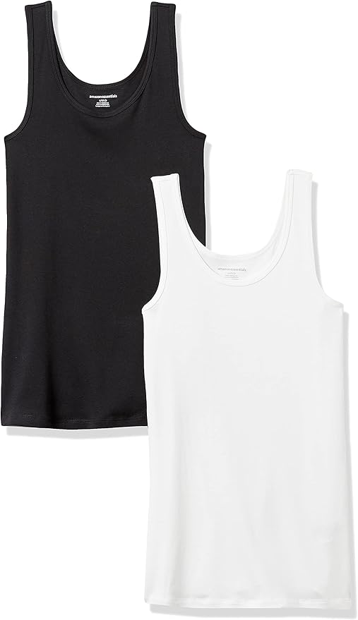 Amazon Essentials Women's Slim-Fit Ribbed Scoop Neck Tank Tops