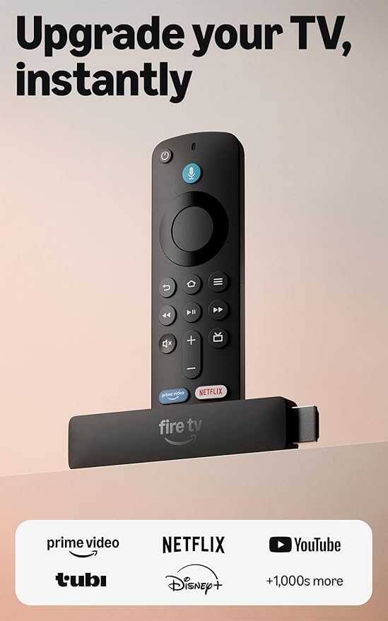 Amazon Fire TV Stick HD (newest model), free & live TV, Alexa Voice Remote, powered by the TV, effortless setup, find shows faster with Alexa+