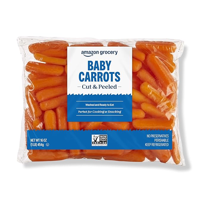 Amazon Grocery, Cut & Peeled Baby Carrots, 16 Oz
