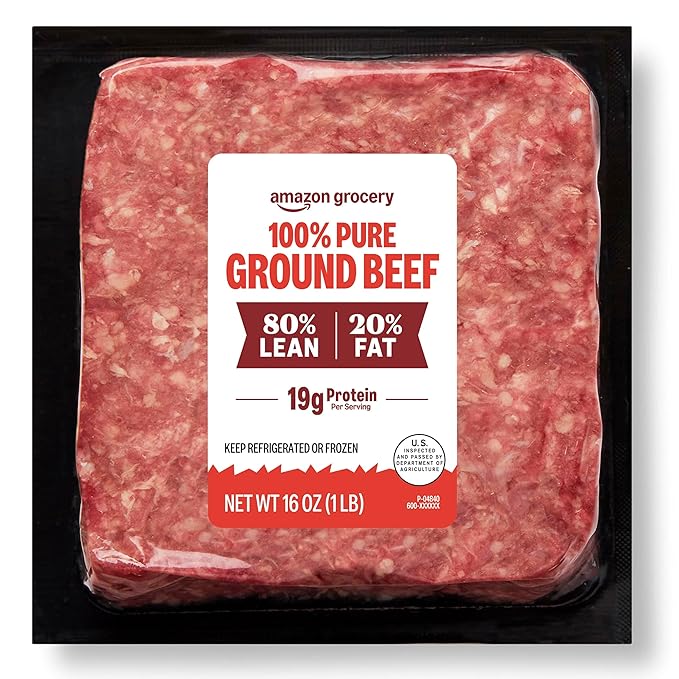 Amazon Grocery, Ground Beef, 80% Lean/20% Fat, 1 lb