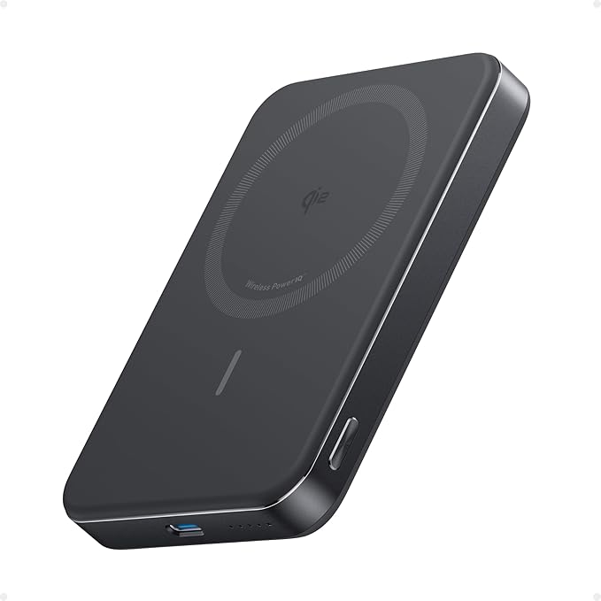 Anker MagGo Power Bank, Slim 10,000mAh Magnetic Battery Pack, Qi2 Certified 15W Ultra-Fast MagSafe Compatible Portable Charger, Ergonomic Design, for iPhone17/16/15/14 Series, and More