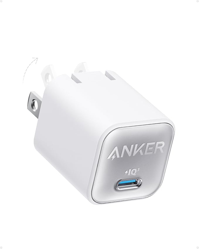 Anker Nano Phone Charger, USB C GaN Charger 30W, PIQ 3.0 Foldable PPS Fast Charger USB C for iPhone 17 / 16 and more series, Galaxy, iPad, Compatible with MagSafe