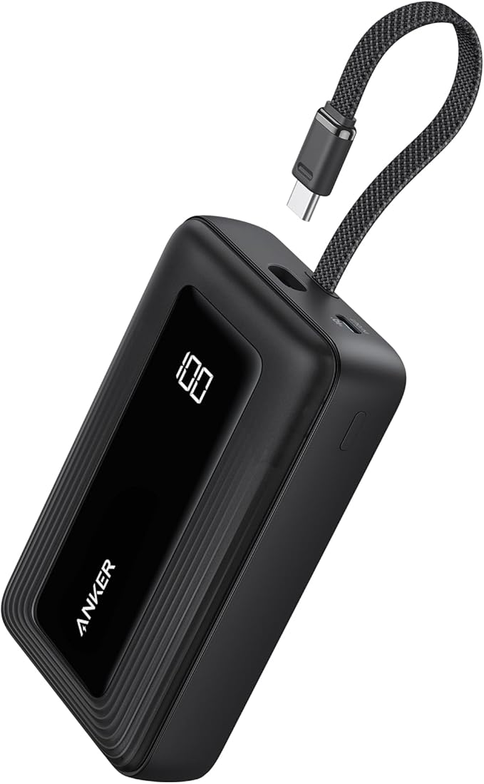 Anker Zolo Power Bank (2025 Upgraded Version), 20,000mAh 30W High-Speed Portable Charger with Built-in USB-C Cable, Battery Pack for iPhone 17/16 / 15 Series, Galaxy, and More