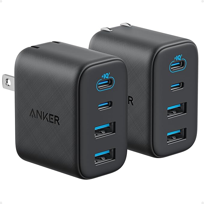 Anker Zolo USB C Charger Block,2-Pack Type C Charger Fast Charging with 50W Max Output,2 USB-C and 2 USB-A,Compact and Stable Design,for iPhone 17/16 Series,MacBook,iPad,Pixel,Galaxy,and More (Black)
