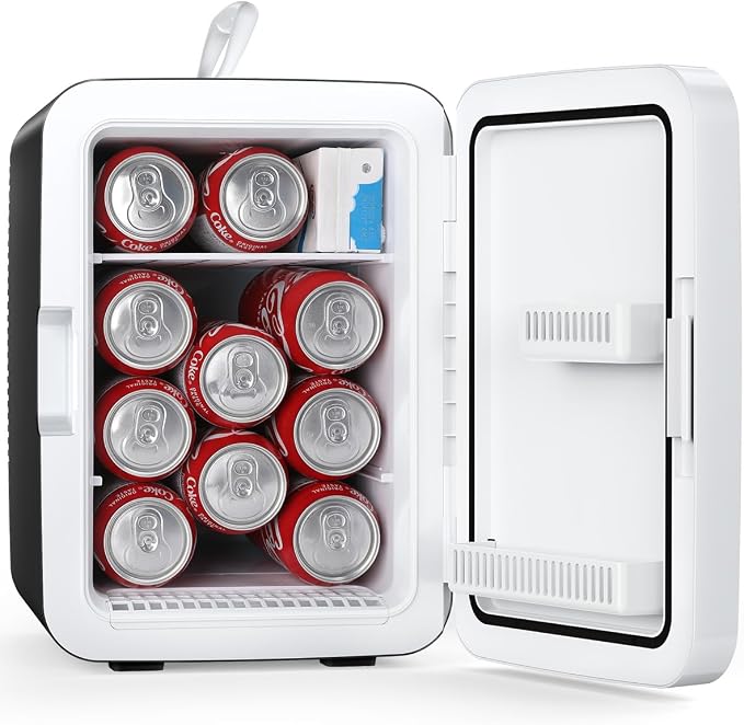 Antarctic Star Compact Mini Fridge, 10L Portable Small Refrigerator, 2.6 Gal Desktop Fridge with AC/DC Adapters, Small Cosmetics Cooler for Beverage, Food, Makeup, Bedroom, Office, Dorm, Black