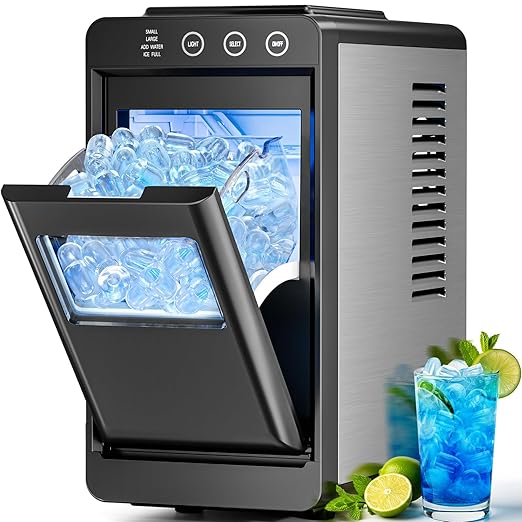 Antarctic Star Ice Maker, Portable Ice Machine with Self-Cleaning Function, 8 Cubes in 6 Mins Fast Countertop Ice Making, Compact Ice Maker for Home, Kitchen, RV, Travel, Matte Black
