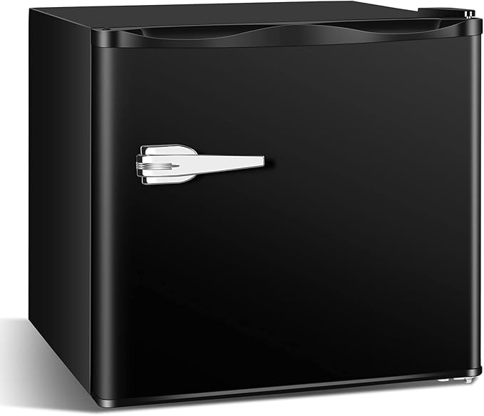 Antarctic Star Mini Upright Freezer -1.2 cu.ft Compact freezer with Removable Shelves and Adjustable Thermostat,for Home/Kitchen/Office(Black)