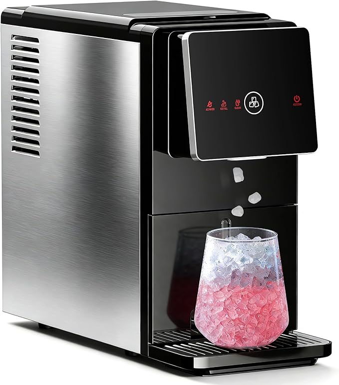 Antarctic Star Nugget Ice Maker Countertop, 33 Lbs/24H, Automatic Ice Dispenser, Self-Cleaning Portable Ice Machine, 1.8L Water Tank, Touch Screen & Auto Ice Drop, for Home/Office/Kitchen