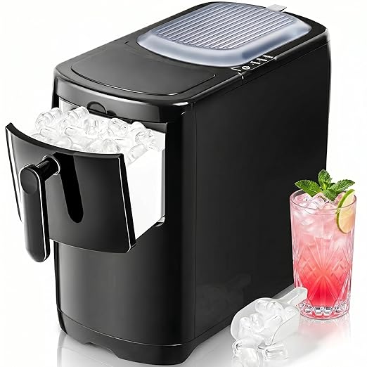 Antarctic Star Portable Ice Maker Countertop, 18Lbs/24H Self-Cleaning Ice Machine with One-Touch Operation & Ice Scoop Included, for Home Kitchen Office, Black