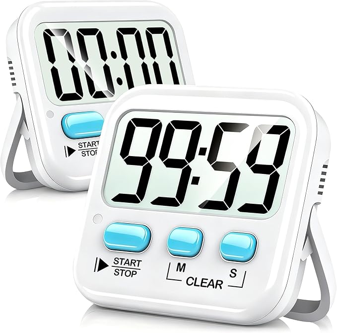 Antonki 2 Pack Digital Timer for Kids, Magnetic Countdown Kitchen Timers for Cooking, Egg, Classroom, Teacher, Exercise, Study, Oven - Battery Included