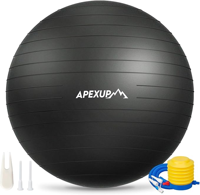 APEXUP Yoga Ball, 660 lbs Anti-Burst Exercise Ball with Pump, 5 Sizes