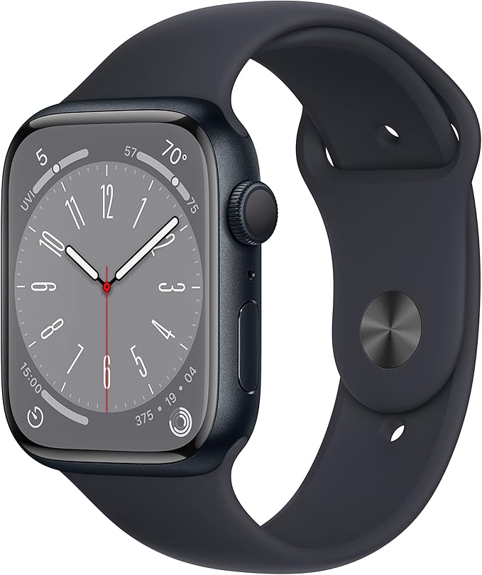 Apple Watch Series 8 [GPS, 45mm] - Midnight Aluminum Case with Midnight Sport Band, M/L (Renewed)