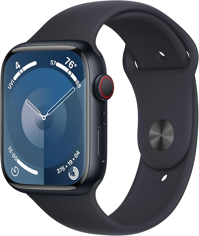 Apple Watch Series 9 (GPS + LTE) 45MM Midnight Aluminum Case Black Sport Band (Renewed)
