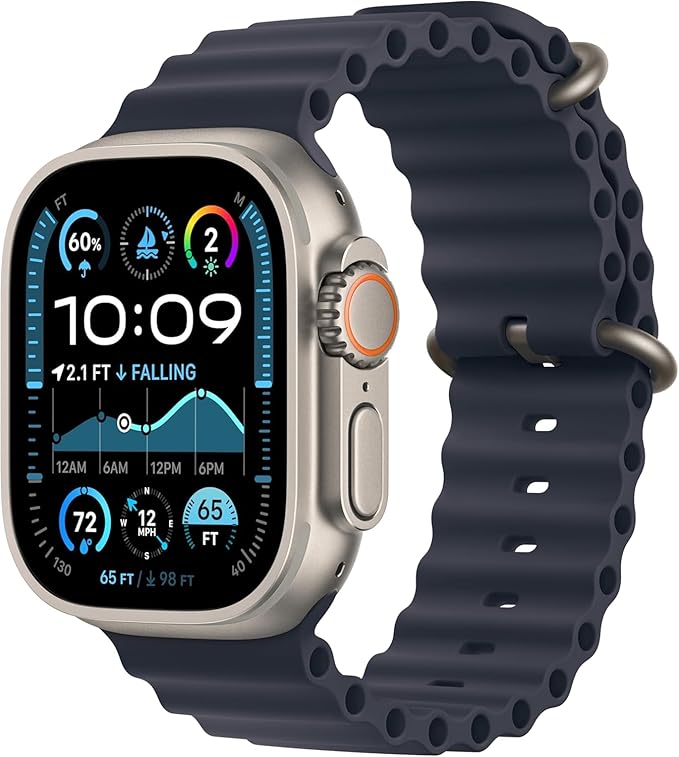 Apple Watch Ultra 2 [GPS + Cellular, 49mm] - Titanium Case with Blue Ocean Band, One Size (Renewed)