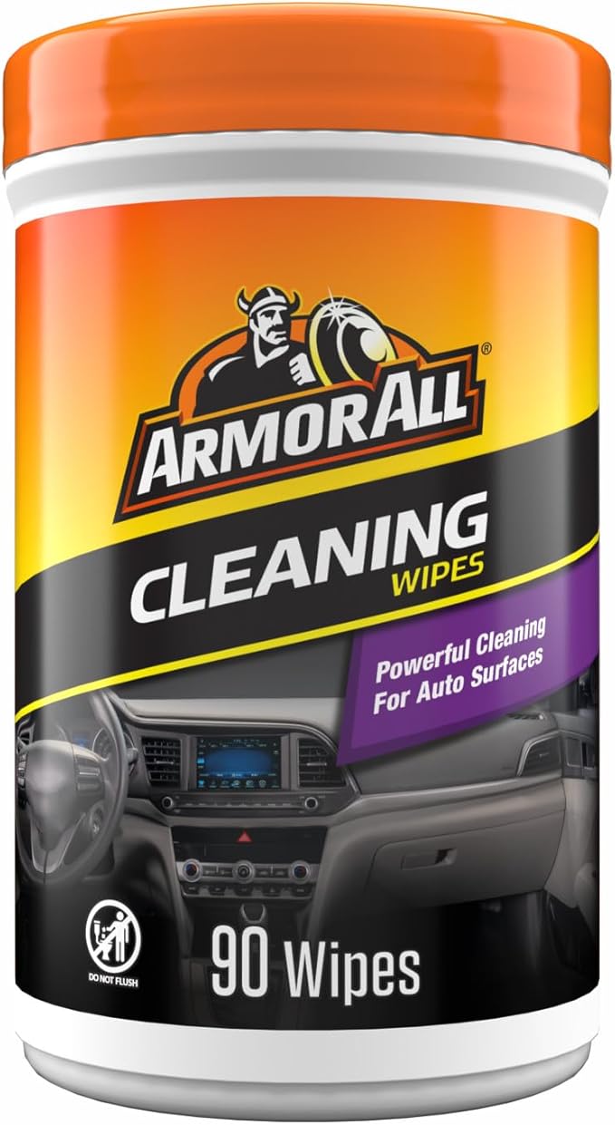 Armor All Car Cleaning Wipes 90-Count - Convenient Car Interior, Dashboard, Leather, Fabric & Vinyl Wipes, Gift for Car Lovers | Lint-free car dashboard cleaner for dashboards, vinyl, clear plastics, carpet and fabric; not for glass or leather