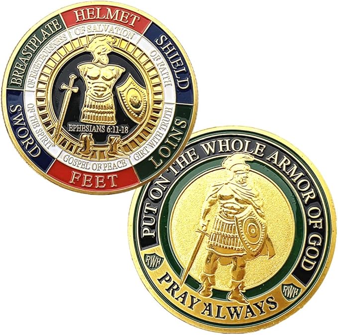 Armor of God Challenge Coin,Prayer Coin Collector's Medallion