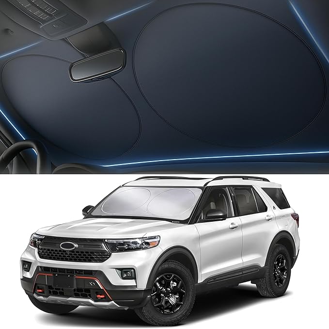 Autovir Windshield Sun Shade Foldable – 280T Car Front Window Shade, Heat Shield UV Sun Visor Protection, Keeps Interior Cool, Easy Fold Storage, Universal Fit for SUV, Sedan