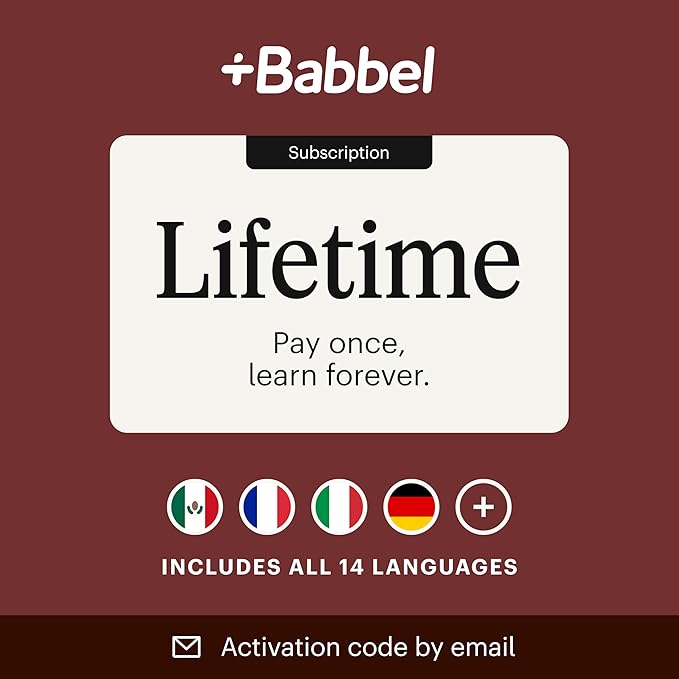 Babbel: Learn a New Language – Choose from 14 Languages including French, Spanish & English - Lifetime App Subscription for iOS, Android, Mac & PC [Online Code]