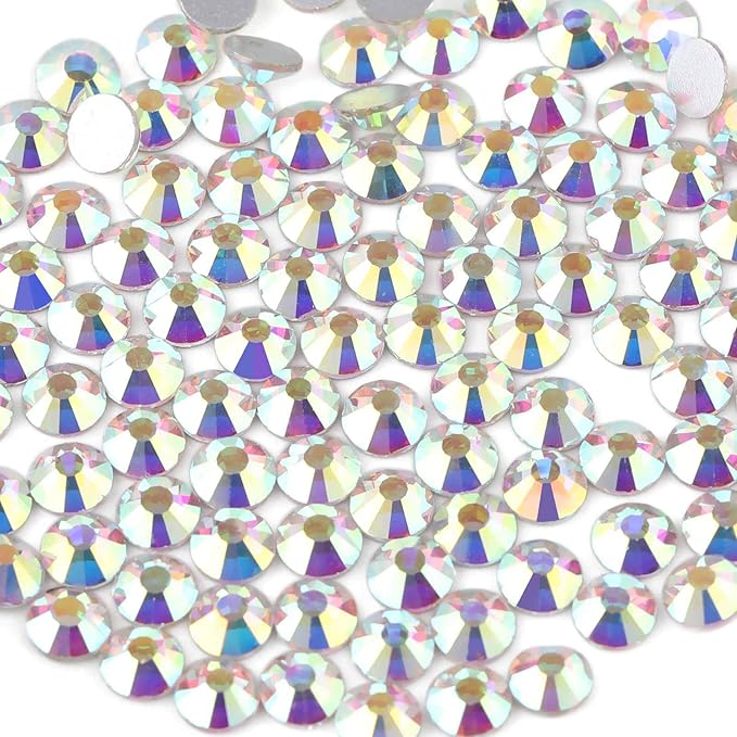 Beadsland 1440pcs Flat Back Crystal Rhinestones Round Gems for Nail Art and Craft Glue Fix, CrystalAB, SS20, 4.6-4.8mm