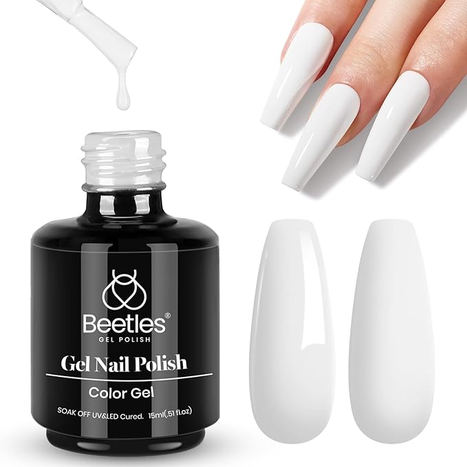 Beetles White Gel Nail Polish - 1PC 15ml White Summer Colors Gel Polish Soak Off UV French Nails Art Manicure Salon DIY Design at Home