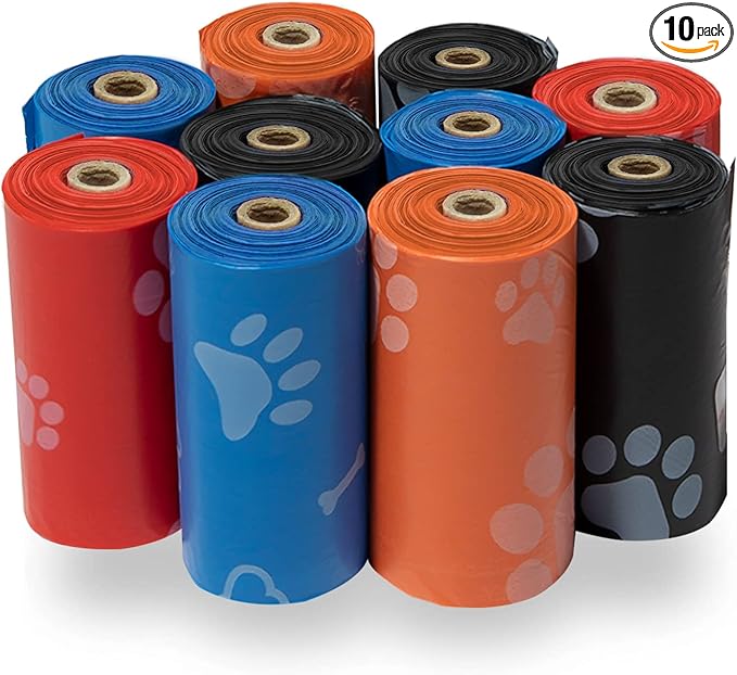 Best Pet Supplies Dog Poop Bags for Waste Refuse Cleanup, Doggy Roll Replacements for Outdoor Puppy Walking and Travel, Leak Proof and Tear Resistant, Thick Plastic - Assorted, 150 Bags