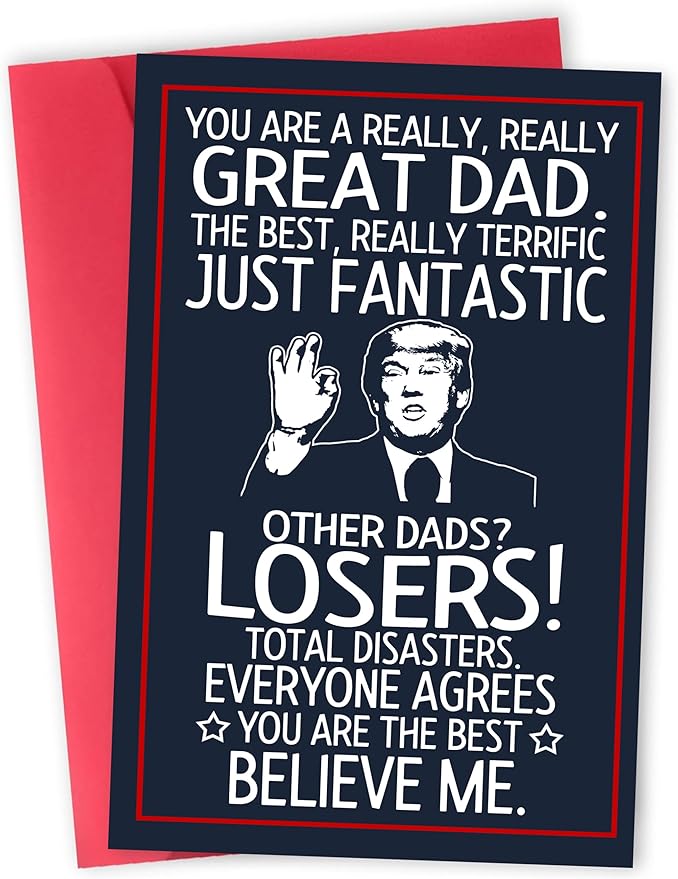 BETHEGIFT Funny Fathers Day Gift Card for Dad from Daughter, Son, Kids - Hilarious Gift for Husband from Wife - Humorous Father's Day Greeting Card, Birthday, 300gsm Premium Quality