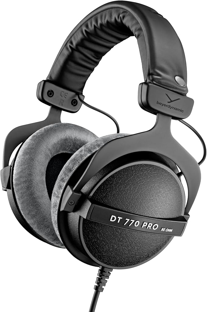 beyerdynamic DT 770 PRO 80 Ohm Over-Ear Studio Headphones in Gray. Enclosed Design, Wired for Professional Recording and Monitoring
