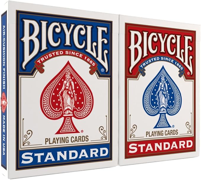 Bicycle Standard Playing Cards, Standard Poker Size Deck of Cards, Red & Blue (2 Pack), Classic Cards for Poker, Blackjack, Family Game Night & Card Games, Fun for All Ages