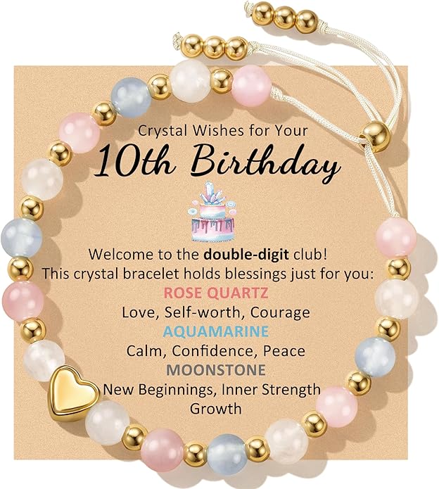 Birthday Gifts for Girls, 9 10 13 16 18 Year Old Girls Birthday Gift Healing Natural Crystal Aquamarine Moonstone Rose Quartz Bracelets, Lucky Red Agate Bead Bracelet for Protection as Red Gifts for Women Attract Wealth Bule Aquamarine Cat Bracelet for Daughter Granddaughter Niece Goddaughter Sister Friend