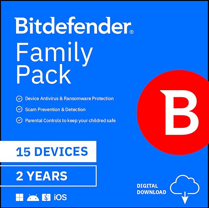 Bitdefender Family Pack - 15 Devices | 2 year Subscription | PC/Mac | Activation Code by email