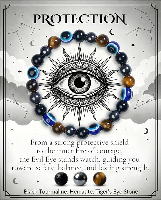 Bivei Protection Crystal Healing Bracelet | 8MM Strength Bracelet Spiritual Stretch Beaded Jewelry for Women Men Gift