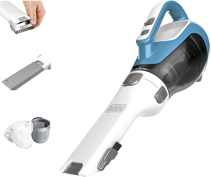 BLACK+DECKER dustbuster AdvancedClean Handheld Vacuum Cordless, Compact Home and Car Vacuum with Crevice Tool, Rotating Nozzle and Charging Station, Large Dust Bowl (CHV1410L)