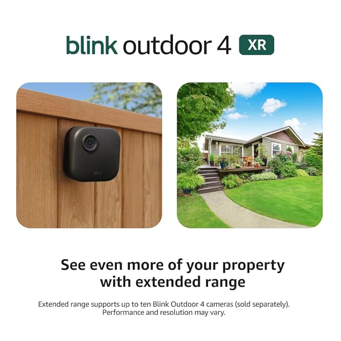 Blink Outdoor 4 XR – two-year battery wireless camera with 4x security coverage, 1000 ft open-air range or 400 ft with typical use — 6 camera system