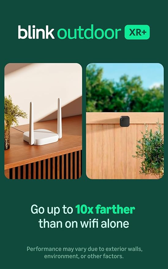 Blink Outdoor XR+ — Extended Range Wireless Outdoor 4 Camera with 10x security coverage powered by Blink's proprietary XR technology — 1 camera system
