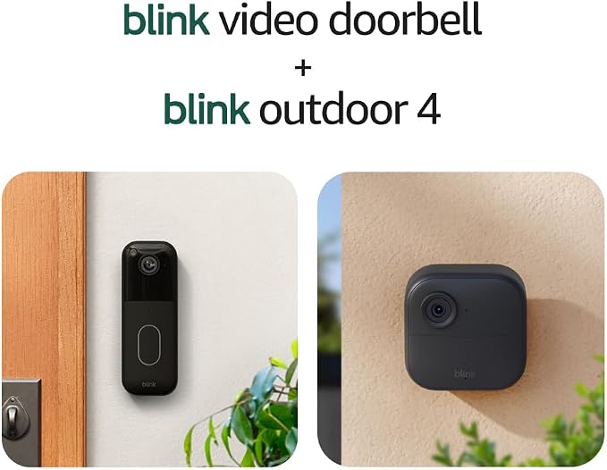 Blink Video Doorbell + Outdoor 4 – Wireless smart security cameras, head-to-toe HD view, two-year battery life. Sync Module Core included – 1 camera system + Video Doorbell