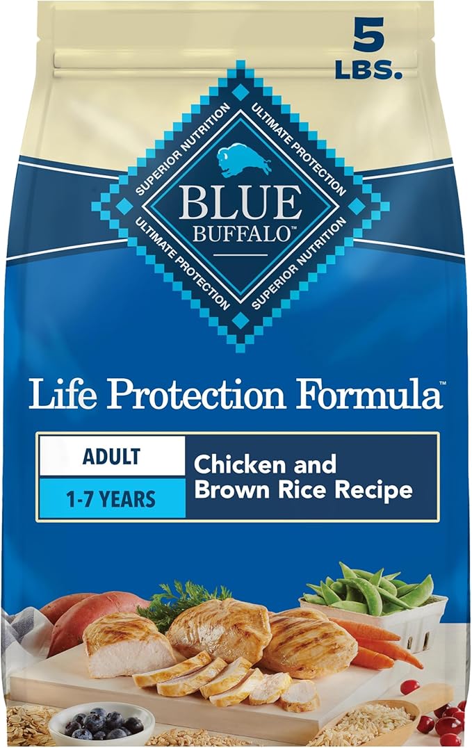 Blue Buffalo Life Protection Formula Chicken & Brown Rice Adult Dry Dog Food, Supports Immunity with Antioxidant-Rich LifeSource Bits, Promotes Healthy Muscle Development, Skin & Coat Health, 5 lbs.