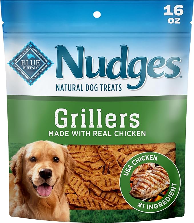 Blue Buffalo Nudges Chicken Grillers Natural Dog Treats, Tender & Meaty Dog Snacks, Easy-To-Tear for Training, Made in the USA with Real Chicken, No Artificial Preservatives, 16 oz.