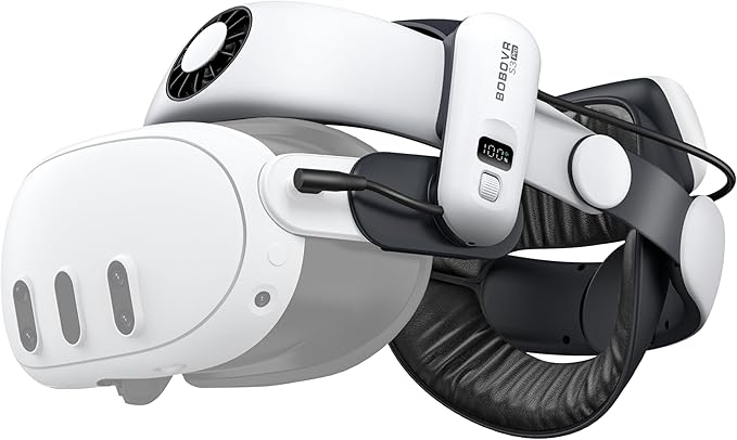 BOBOVR S3 Pro Battery Strap Accessories,Head Air Cooling System and 10000mah Hot-swappable Battery Pack,Compatible with Meta Quest 3/Quest 3S