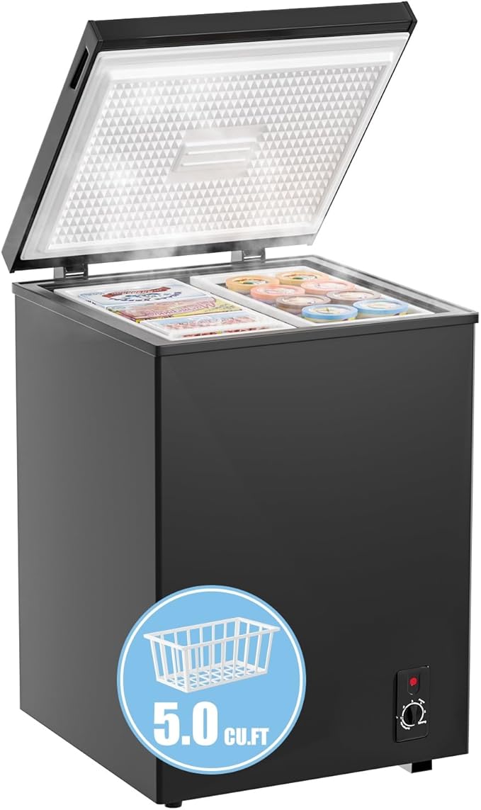 Bodacious Ultra Quiet Deep Freezer – 5.0 Cu Ft, Compact Design, Fast Freeze, Low Power Consumption, Ideal for Home, Restaurant & Small Shops