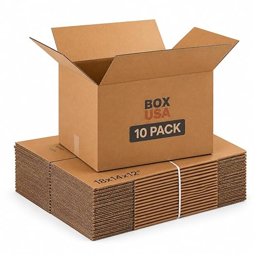 BOX USA Moving Boxes Medium 18"L x 14"W x 12"H 10-Pack | Corrugated Cardboard Box for Shipping, Mailing, Packing, Packaging and Storage 18x14x12