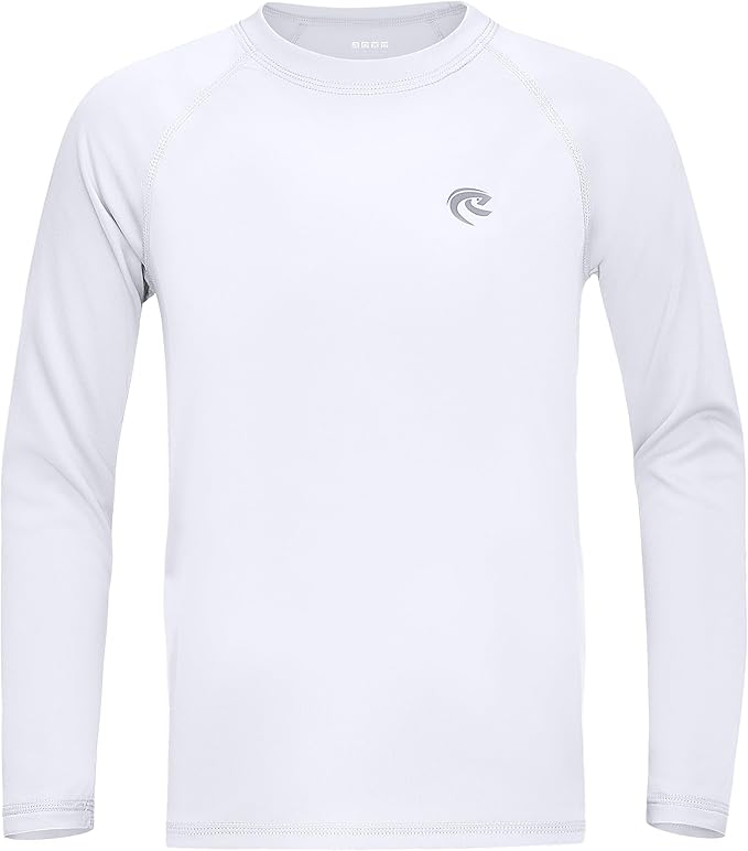 Boys UPF 50+ Swim Shirt Long Sleeve, 1 or 2 Pack UV Sun Protection Rash Guard, Youth Kids SPF Water Shirts for Beach Surf