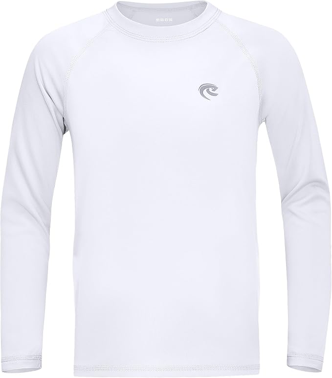 Boys UPF 50+ Swim Shirt Long Sleeve, 1 or 2 Pack UV Sun Protection Rash Guard, Youth Kids SPF Water Shirts for Beach Surf