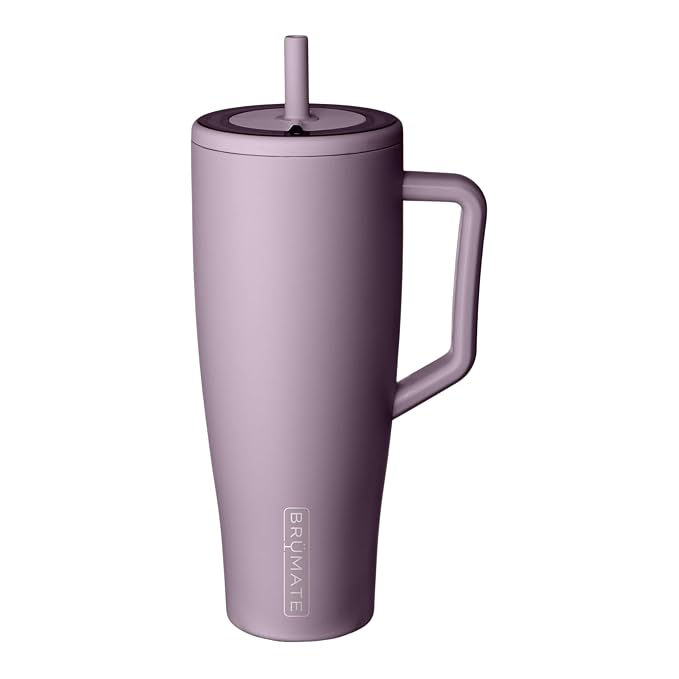 BrüMate Era 40 oz Tumbler with Handle and Straw | 100% Leakproof Insulated Water Bottle Tumbler with Lid and Flexible SoftSip Straw | Made of Stainless Steel | Cup Holder Friendly | 40oz (Lilac Dusk)