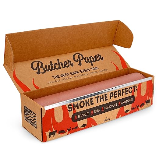 Bryco Goods Pink Butcher Paper Roll with Dispenser Box, 18" x 175' (2100”) Food-Grade Peach Butcher Paper for Smoker, BBQ, Grilling, Smoking Meat - USA Made - Unbleached, Uncoated and Unwaxed