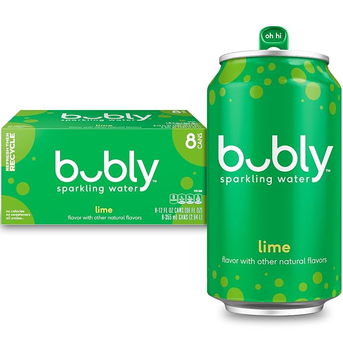 bubly Sparkling Water, Lime, Zero Sugar & Zero Calories, Seltzer Water, 12 Fl Oz Cans, Packaging May Vary (Pack of 8)