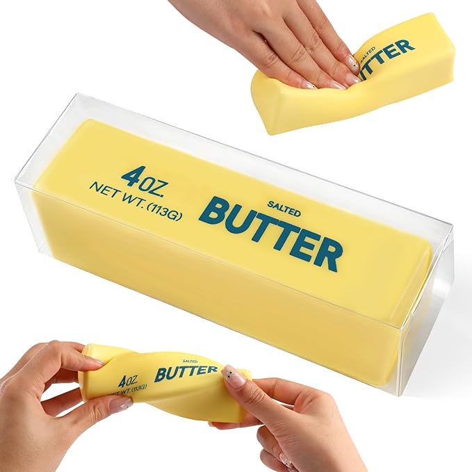 Butter Squishy Slow Rising Stress Relief Toy - New Realistic Butter Stick Squeeze, Soft PU Foam Fidget for Anxiety & Sensory Relief, Cute Desk Decor for Kids, Office, School & Daily Use