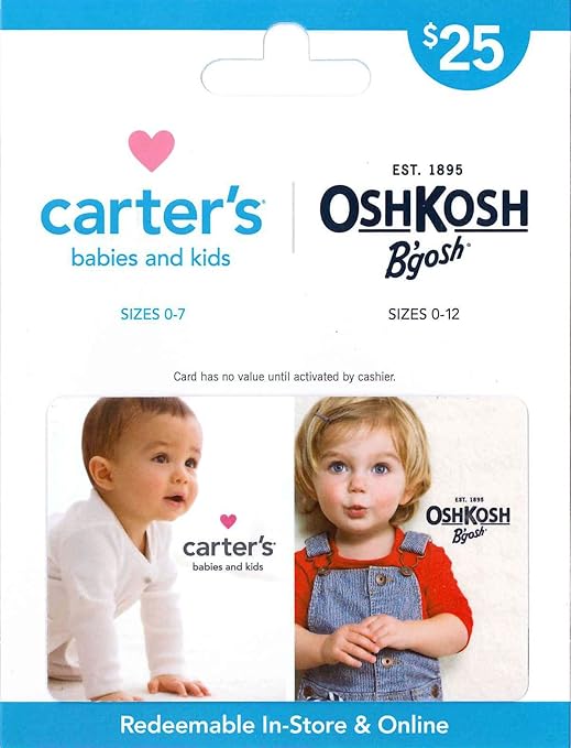 Carter’s Family of Brands $25 Physical Gift Card