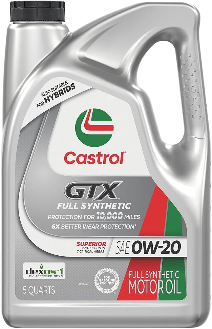 Castrol GTX Full Synthetic 0W-20 Motor Oil, 5 Quarts